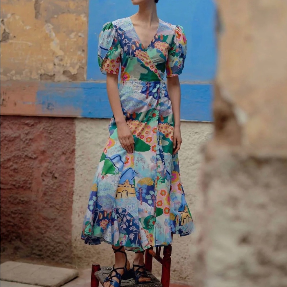 De Loreta Izula Wrap Dress in Blue NWOT